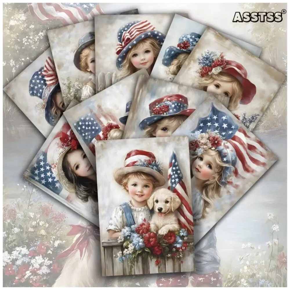 NWT 20pc Vintage Patriotic Scrapbook Paper 4th of July Junk Journal Art Crafts